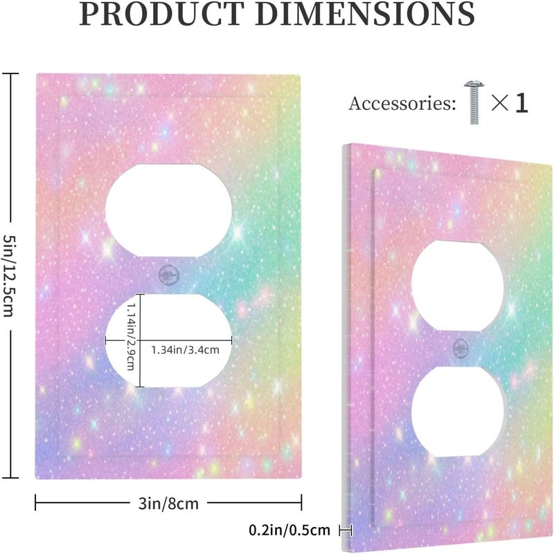 Wuyocha Decorative Outlet Covers Rainbow Shiny Gradient Colors 1 Gang Wall Plate Receptacle Duplex Light Switch Cover Plate Single Dual Plug Covers Electrical Switchplate for Kids Room Nursery Decor - Image 5